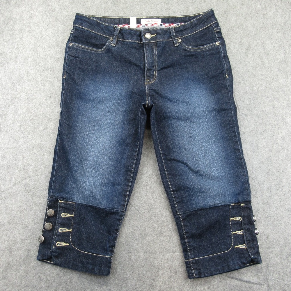 John Baner Women's Blue Denim Capri Jeans Size US 6‎ Stretch Button